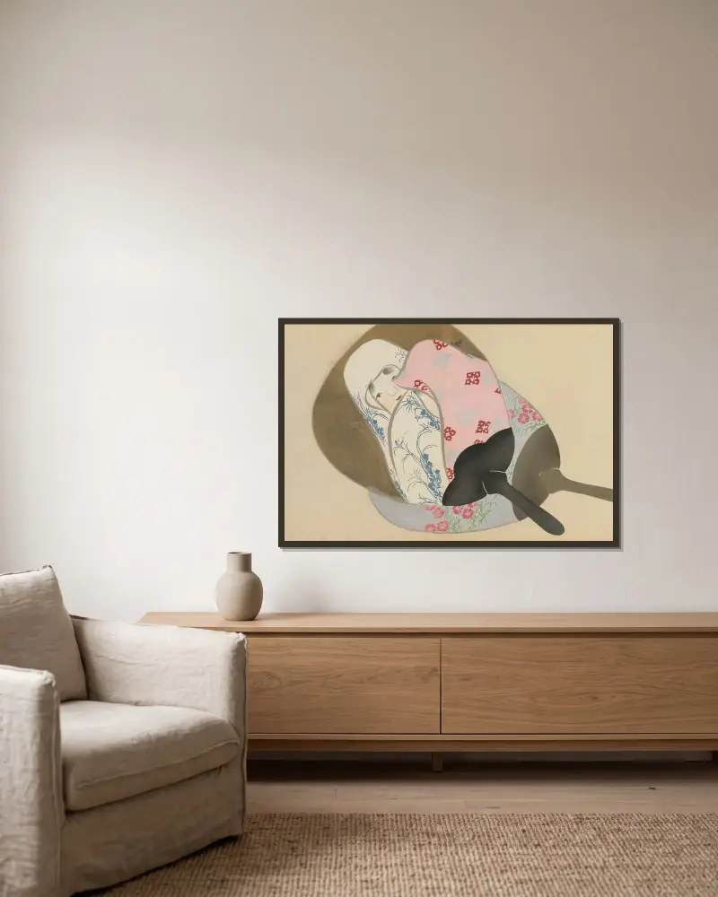 Fans (Senmen) av Kamisaka Sekka inramad på en vägg