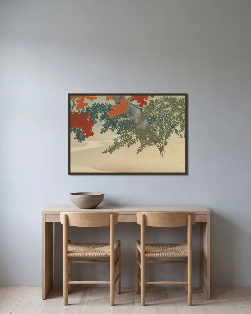 Sen höst (Boshu) av Kamisaka Sekka inramad på en vägg