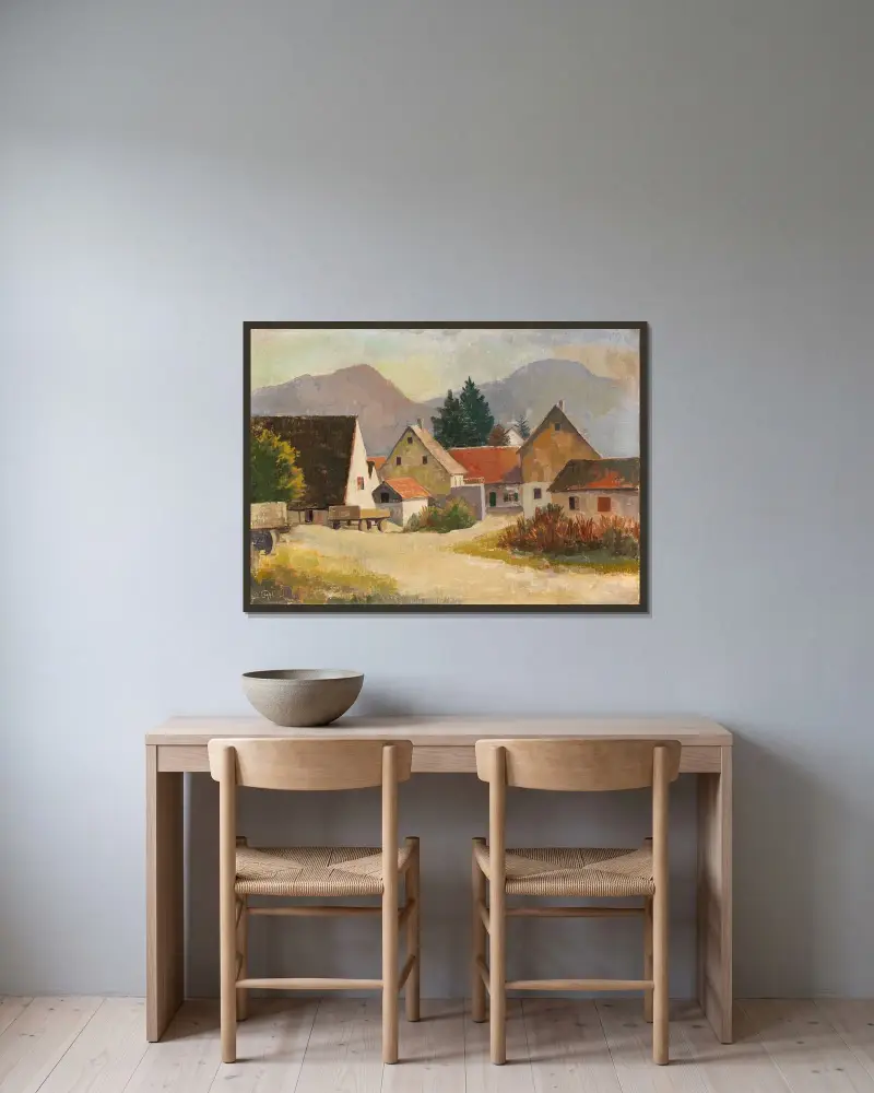 Baden Landscape av Karl Hofer inramad på en vägg