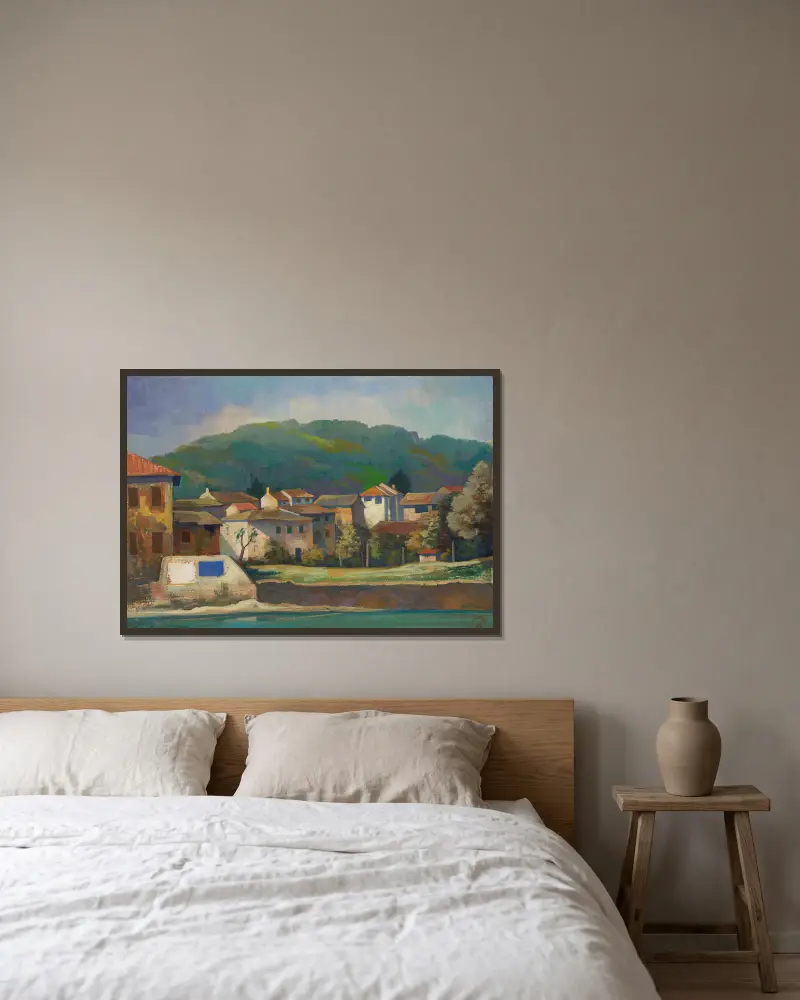 Lavena (Tessin) von Karl Hofer gerahmt an einer Wand