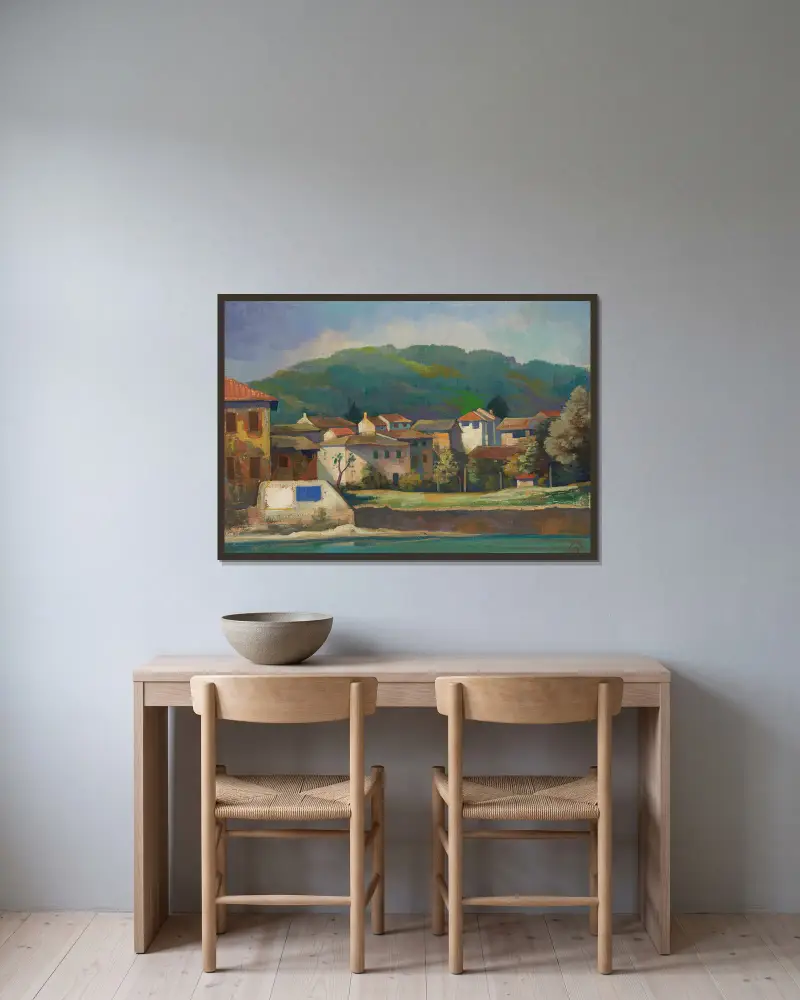 Lavena (Tessin) von Karl Hofer gerahmt an einer Wand
