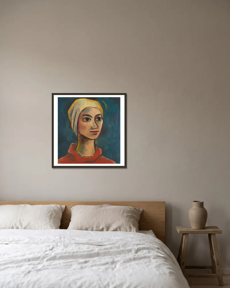 Portrait of a girl av Karl Hofer inramad på en vägg