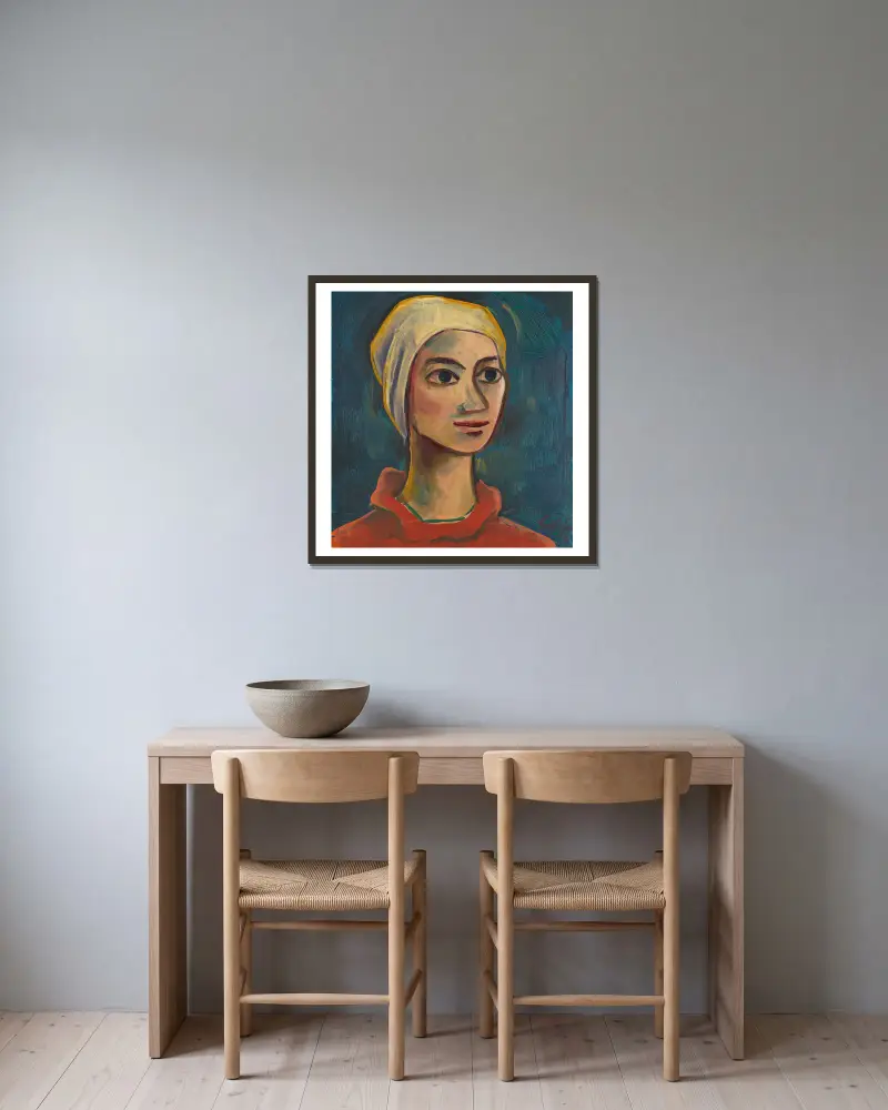 Portrait of a girl av Karl Hofer inramad på en vägg