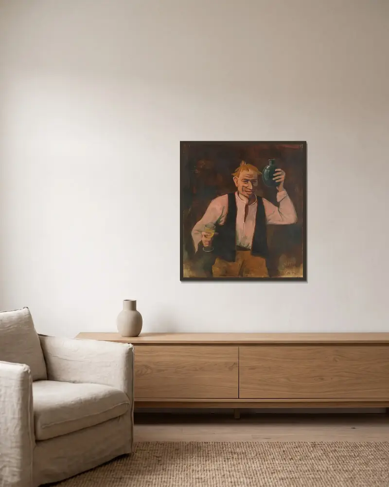 Drickaren av Karl Hofer inramad på en vägg