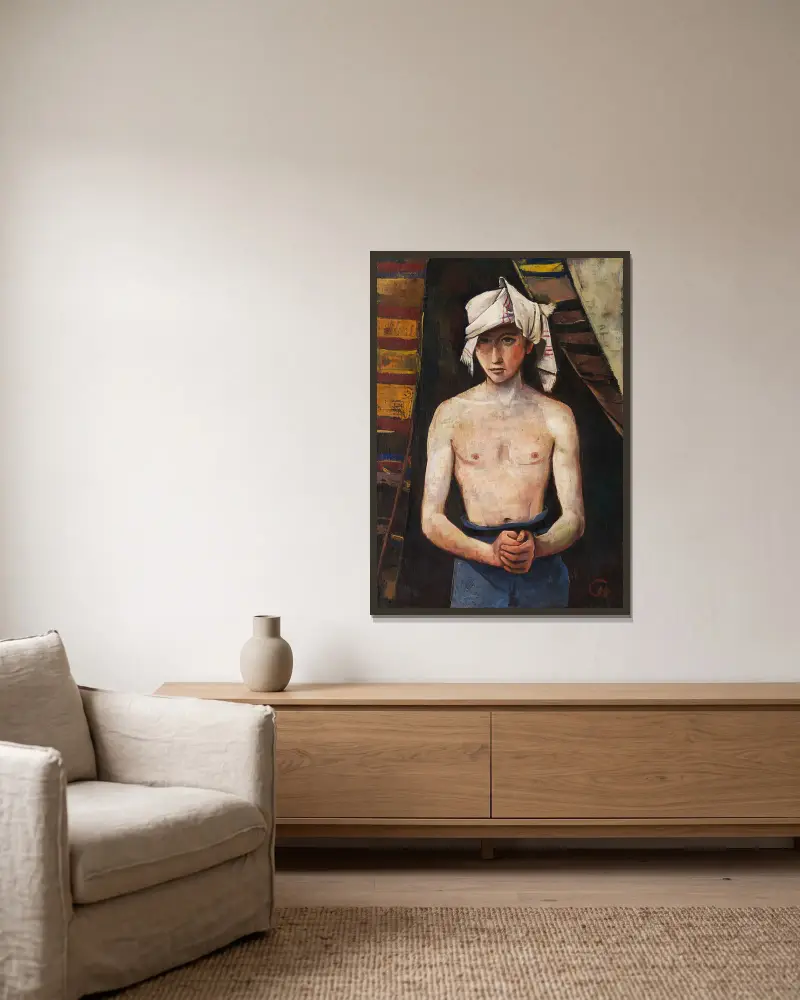 Jüngling mit Kopftuch von Karl Hofer gerahmt an einer Wand