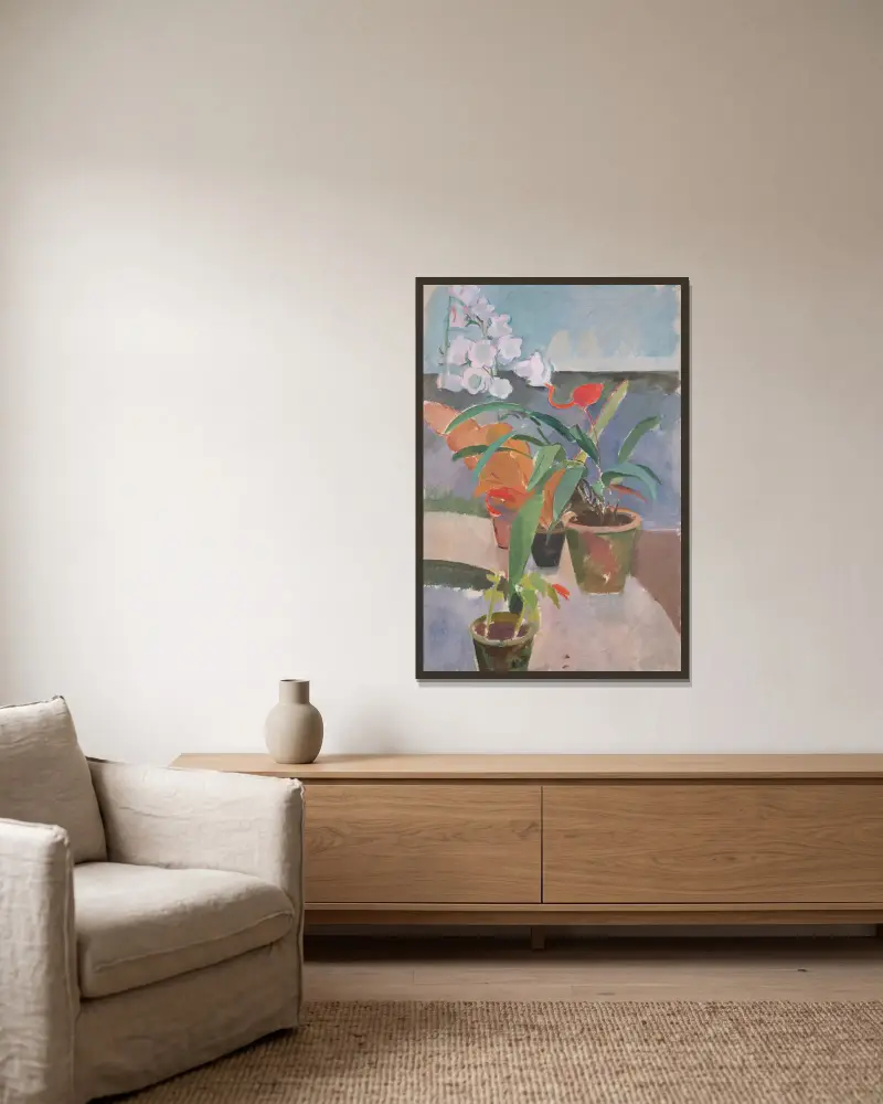 Topfpflanzen von Karl Isakson gerahmt an einer Wand