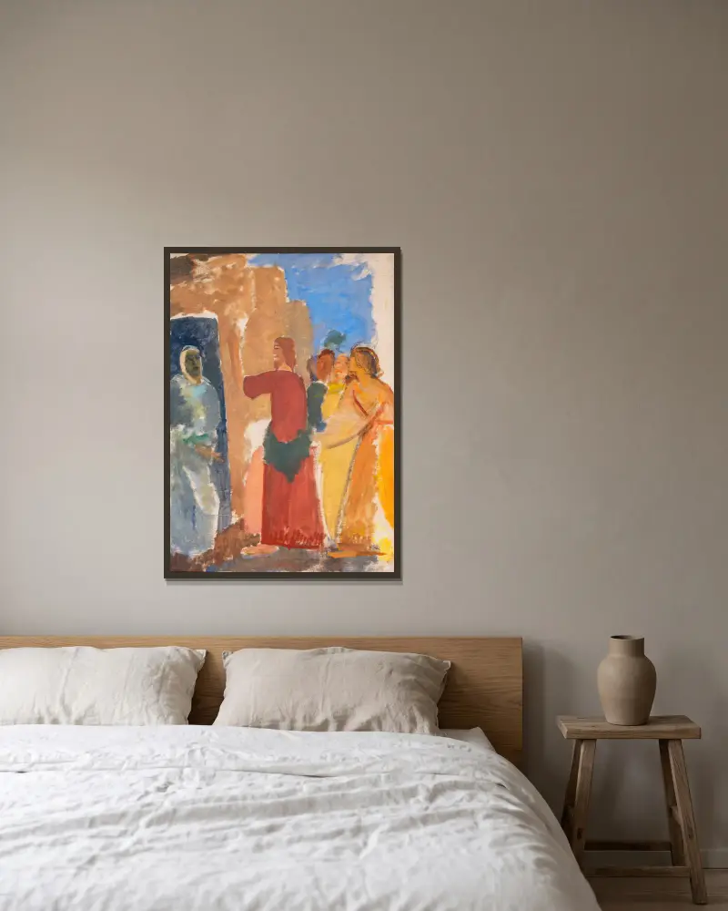 Die Auferweckung des Lazarus von Karl Isakson gerahmt an einer Wand