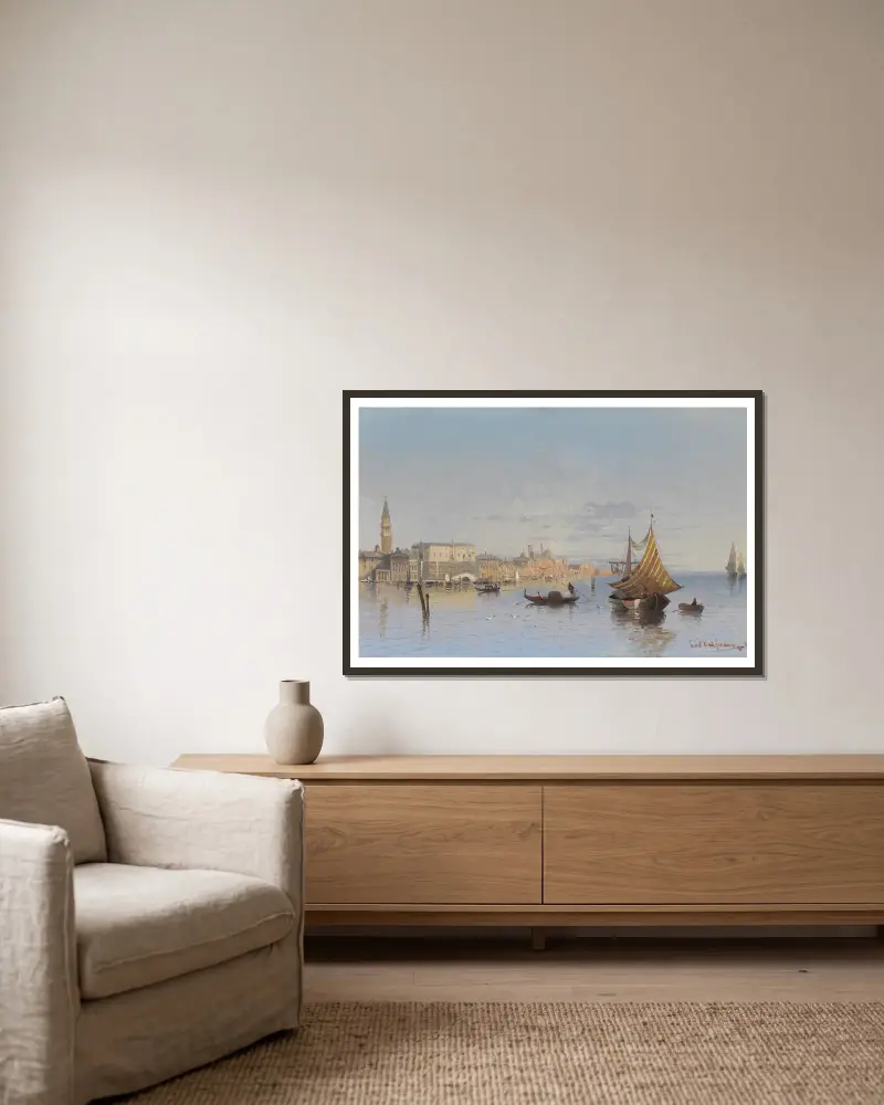 Blick auf Venedig, 1890 von Karl Kaufmann gerahmt an einer Wand