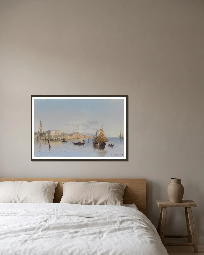 Blick auf Venedig, 1890 von Karl Kaufmann gerahmt an einer Wand