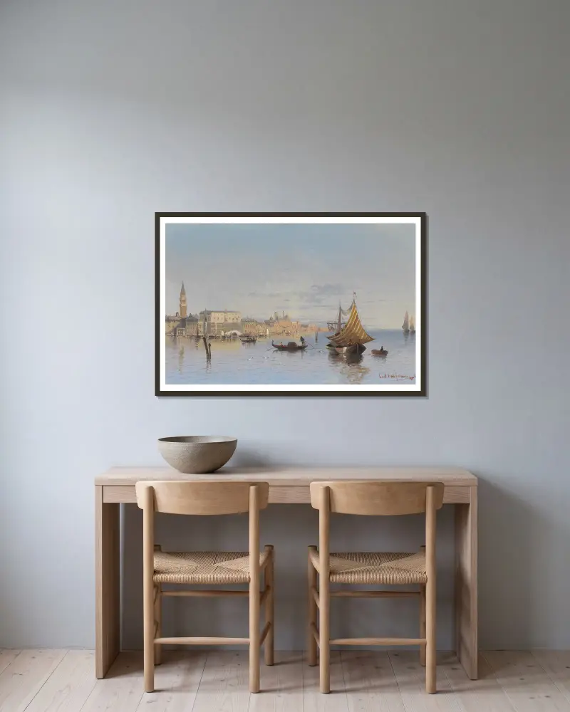 Blick auf Venedig, 1890 von Karl Kaufmann gerahmt an einer Wand