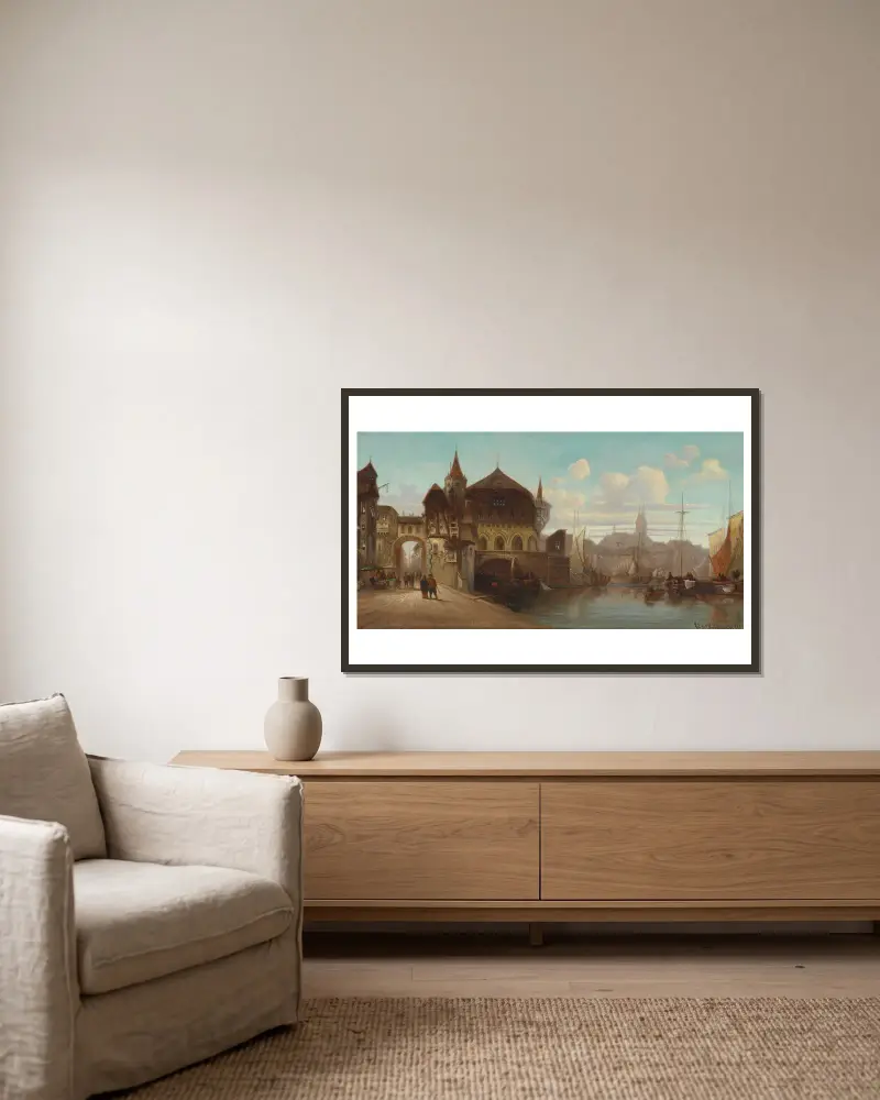 Hafenstadt von Karl Kaufmann gerahmt an einer Wand
