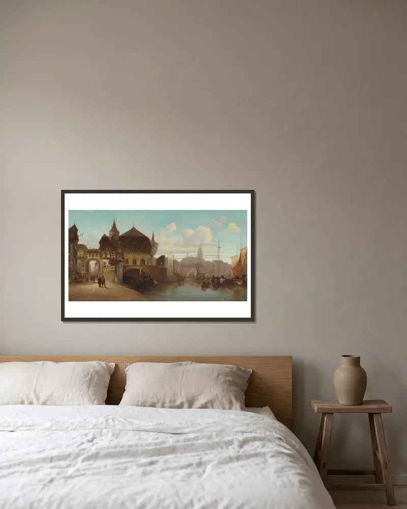 Hafenstadt von Karl Kaufmann gerahmt an einer Wand