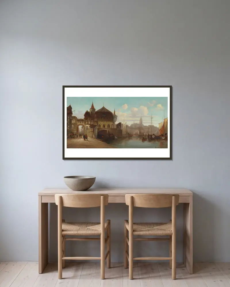 Hafenstadt von Karl Kaufmann gerahmt an einer Wand