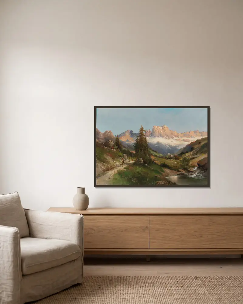 In den Dolomiten von Karl Kaufmann gerahmt an einer Wand