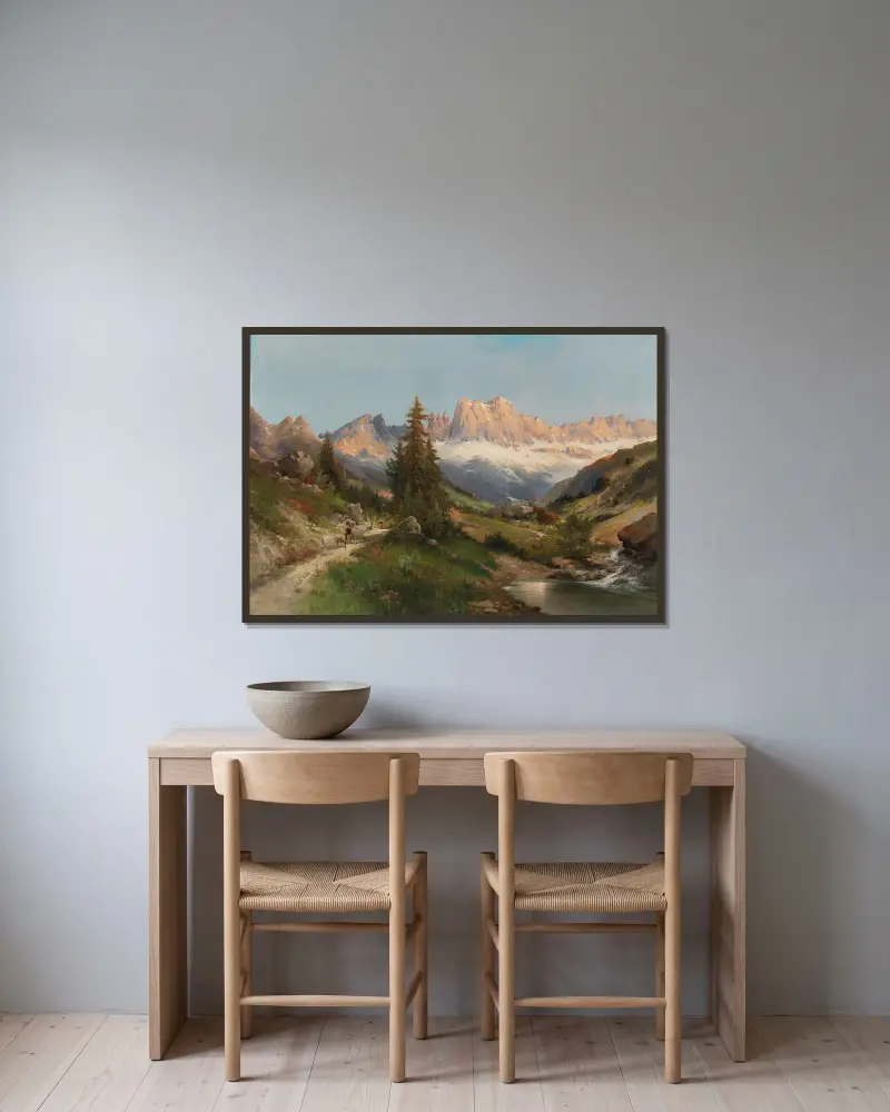 In den Dolomiten von Karl Kaufmann gerahmt an einer Wand