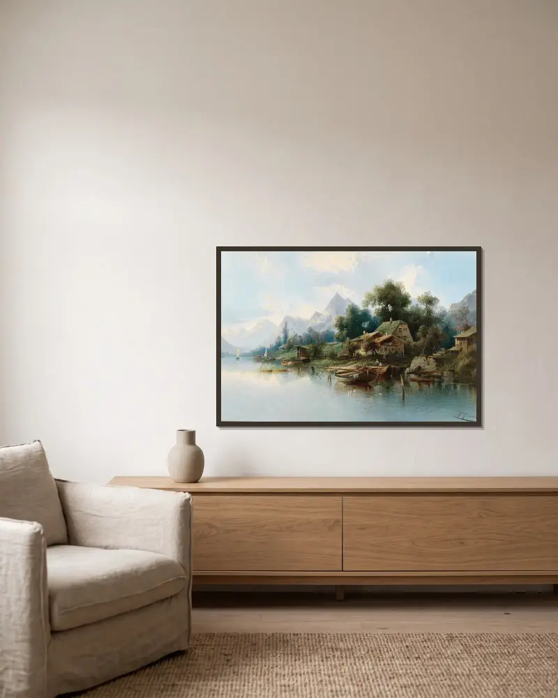 Großer Bergsee von Karl Kaufmann gerahmt an einer Wand