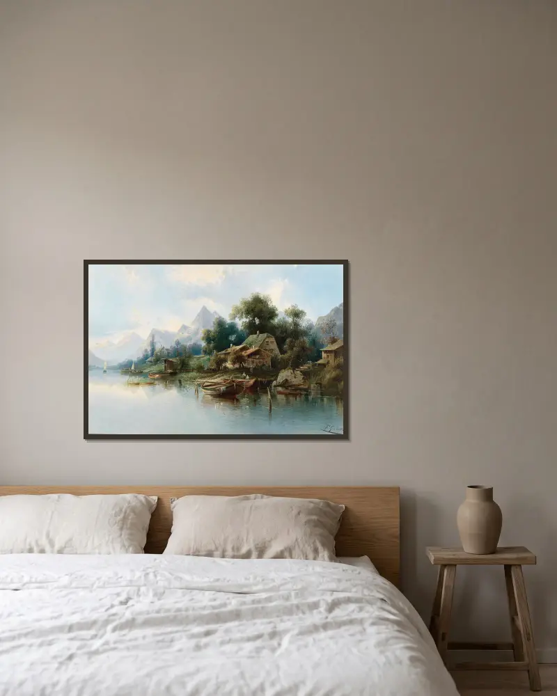 Großer Bergsee von Karl Kaufmann gerahmt an einer Wand