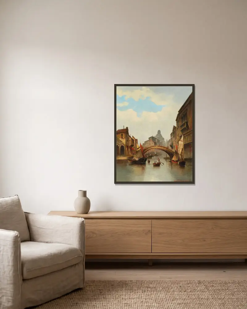 Motiv från Venedig av Karl Kaufmann inramad på en vägg