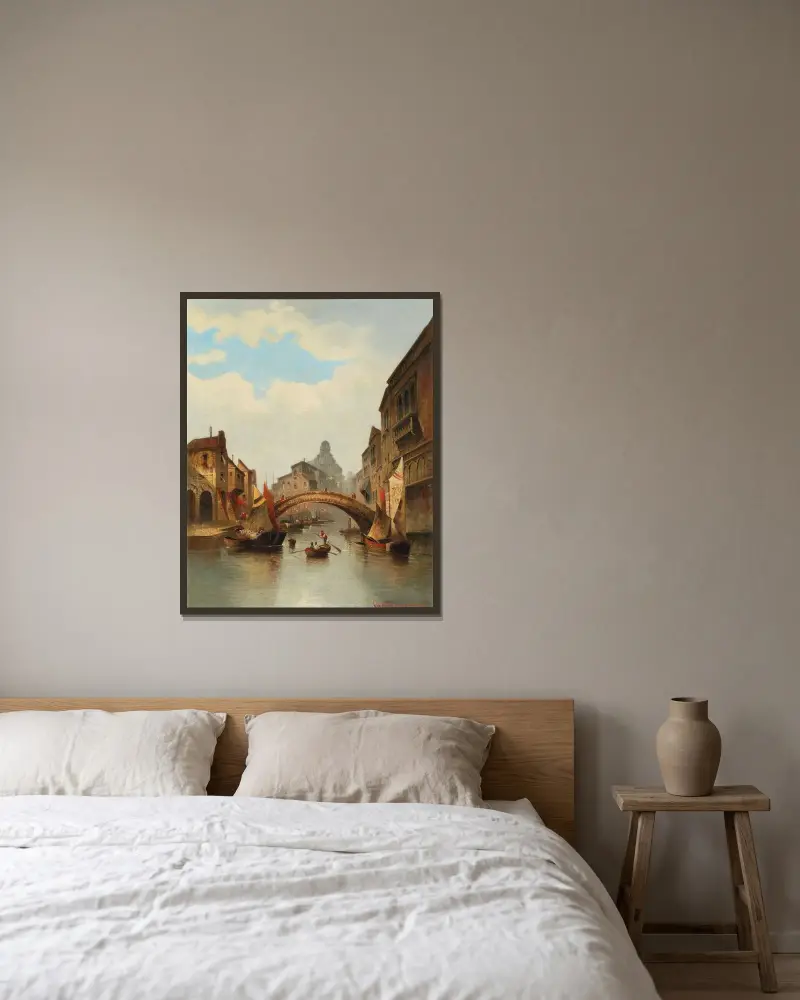 Motiv från Venedig av Karl Kaufmann inramad på en vägg