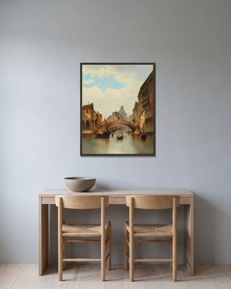 Motiv från Venedig av Karl Kaufmann inramad på en vägg