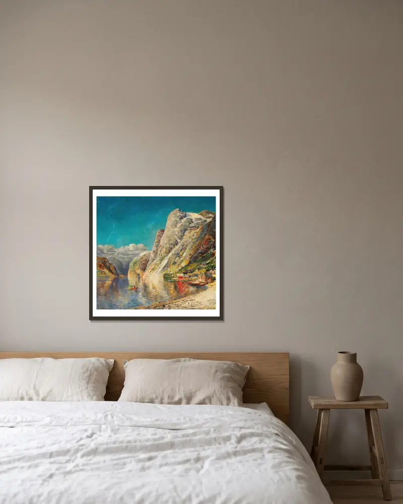 Sommer am Norwegischen Fjord av Karl Kaufmann inramad på en vägg