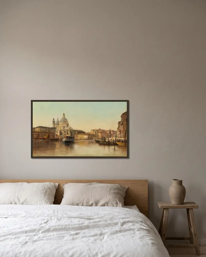 Venedig, Canal Grande med utsikt mot Santa Maria della Salute av Karl Kaufmann inramad på en vägg