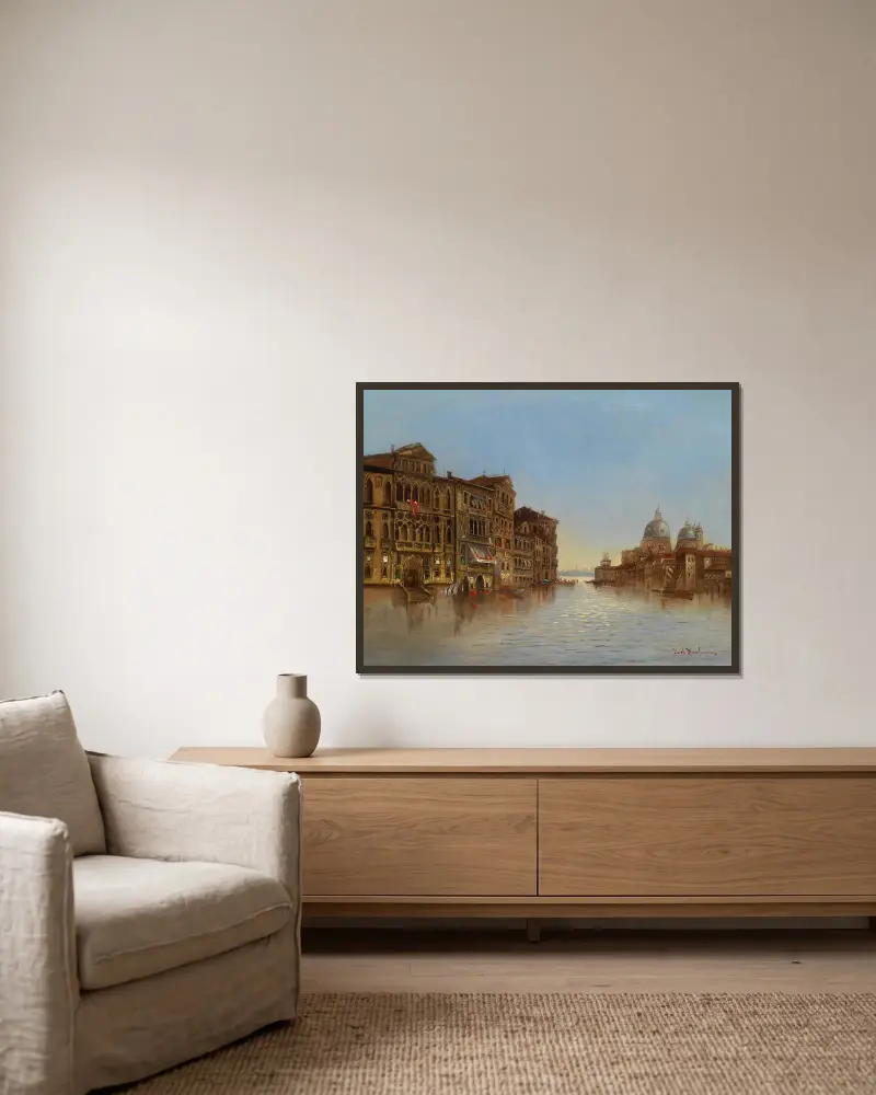 Venedig Mit Santa Maria Della Salute av Karl Kaufmann inramad på en vägg