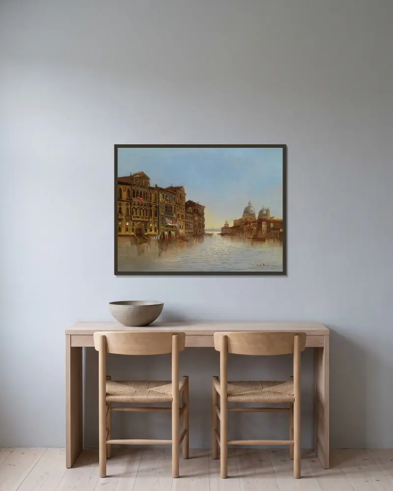 Venedig Mit Santa Maria Della Salute av Karl Kaufmann inramad på en vägg