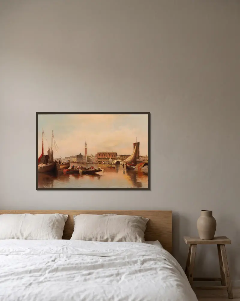 Venetian Scene With View Of St Mark’s Square av Karl Kaufmann inramad på en vägg