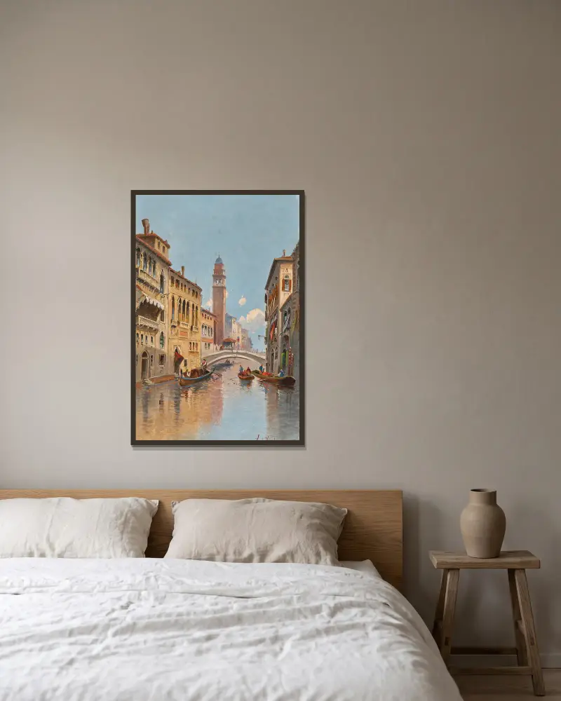 Venice, a View of a Canal av Karl Kaufmann inramad på en vägg