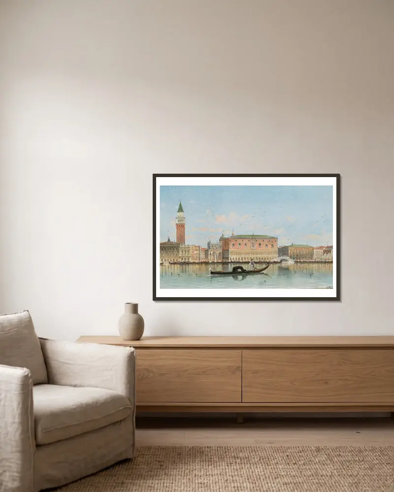 Venice, a View of St Mark’s Colum av Karl Kaufmann inramad på en vägg