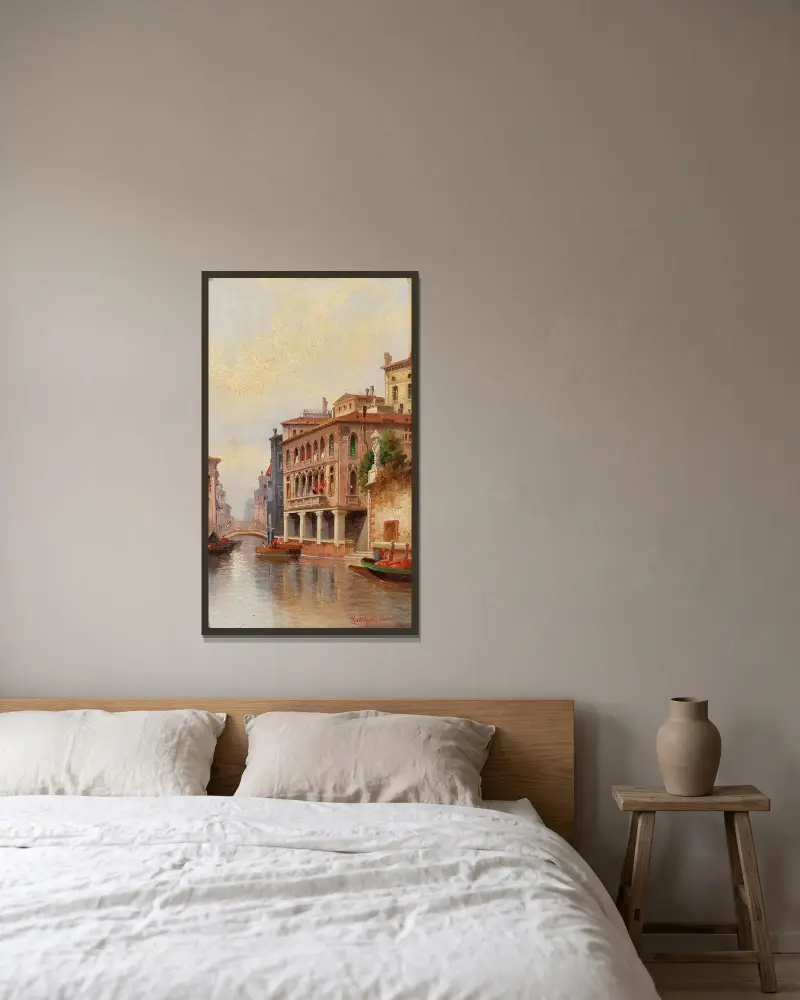 Venedig, kanalscen av Karl Kaufmann inramad på en vägg