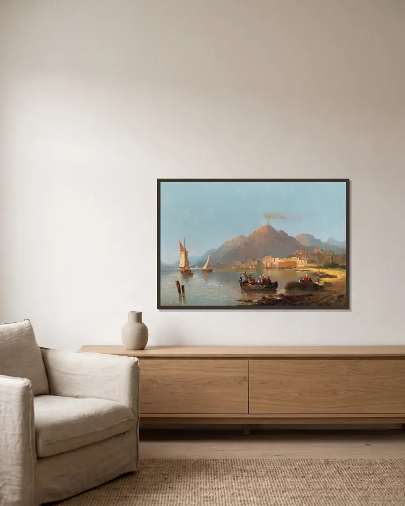 View Of Vesuvius av Karl Kaufmann inramad på en vägg