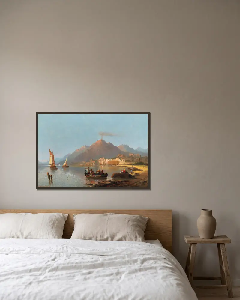 View Of Vesuvius av Karl Kaufmann inramad på en vägg
