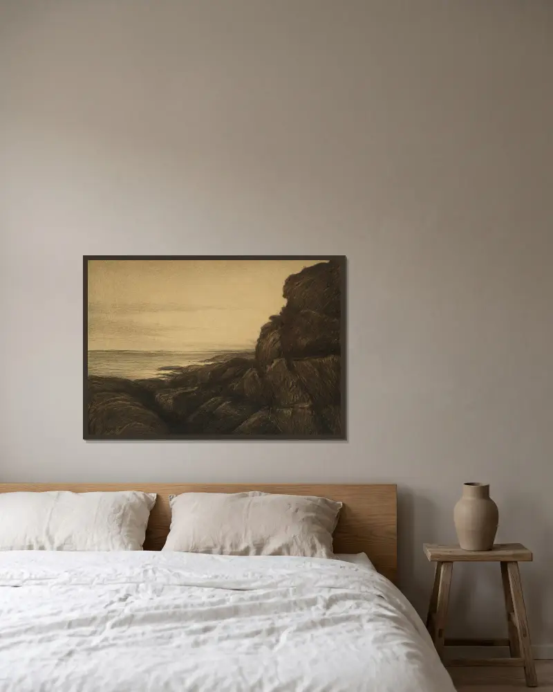 Küstenklippen von Karl Nordström gerahmt an einer Wand
