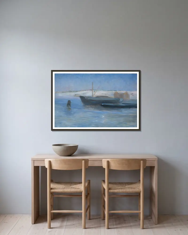 Alte Leichter an der Einfahrt nach Stockholm von Karl Nordström gerahmt an einer Wand
