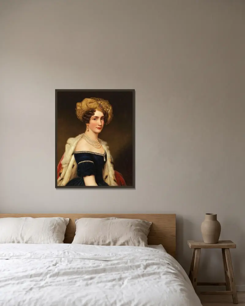 Auguste Amalie Prinzessin von Bayern, Herzogin von Leuchtenberg (1788-1851) av Joseph Karl Stieler inramad på en vägg