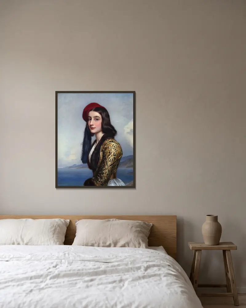 Katerina Rosa Botsaris av Joseph Karl Stieler inramad på en vägg