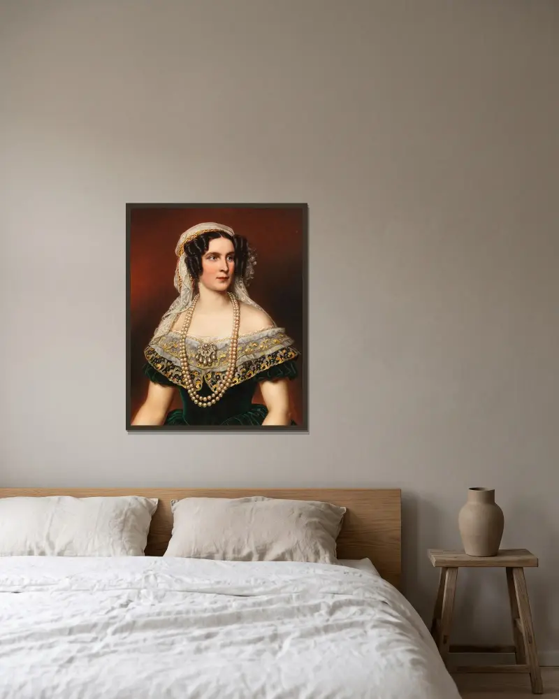 Drottning Therese av Bayern av Joseph Karl Stieler inramad på en vägg