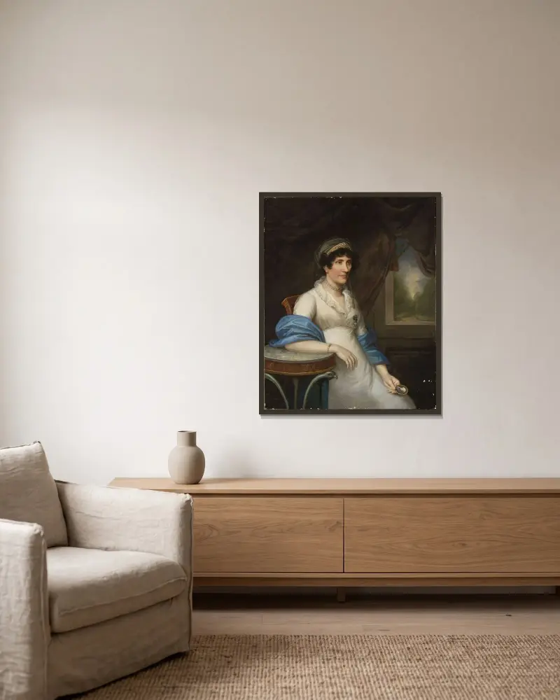 Portrait of Marianna Dembińska née Moszyńska av Joseph Karl Stieler inramad på en vägg