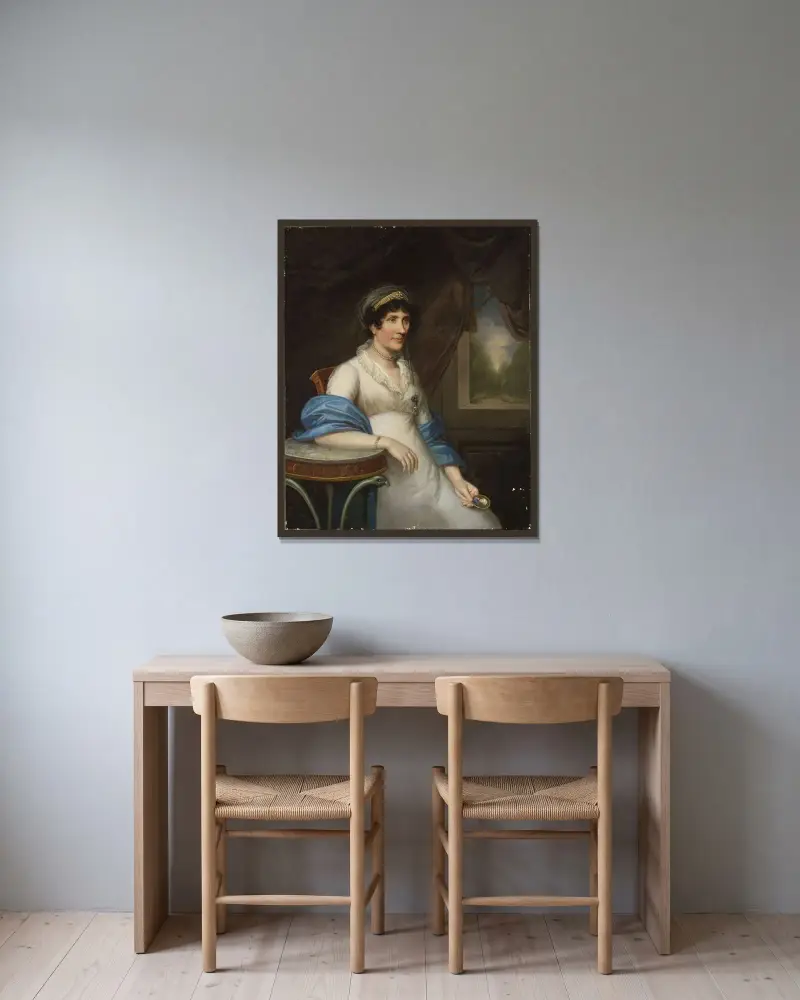 Portrait of Marianna Dembińska née Moszyńska av Joseph Karl Stieler inramad på en vägg