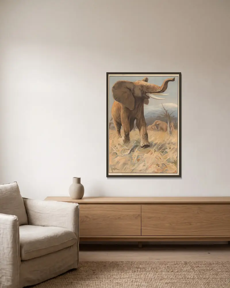 Elefant von Karl Wagner gerahmt an einer Wand