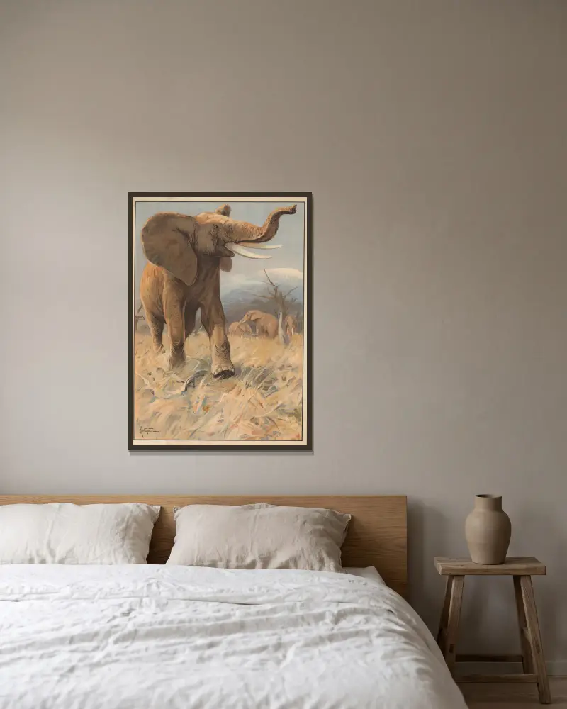 Elefant von Karl Wagner gerahmt an einer Wand