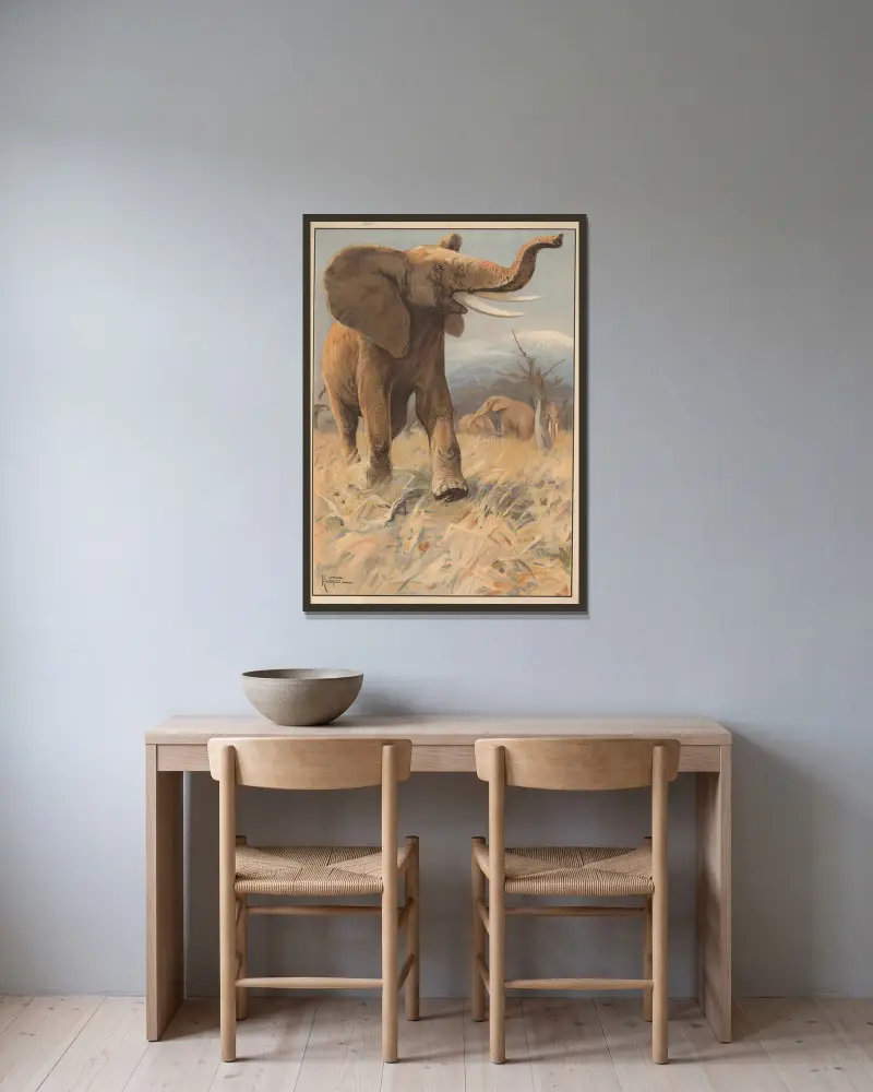 Elefant von Karl Wagner gerahmt an einer Wand
