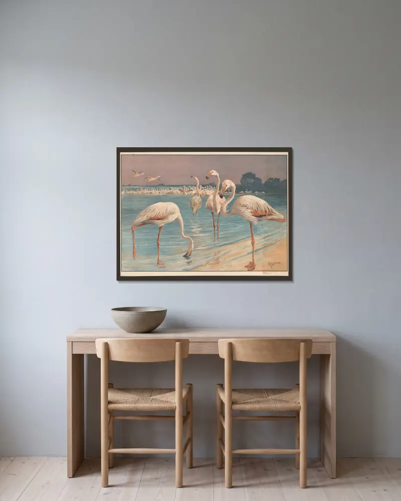 Flamingo von Karl Wagner gerahmt an einer Wand