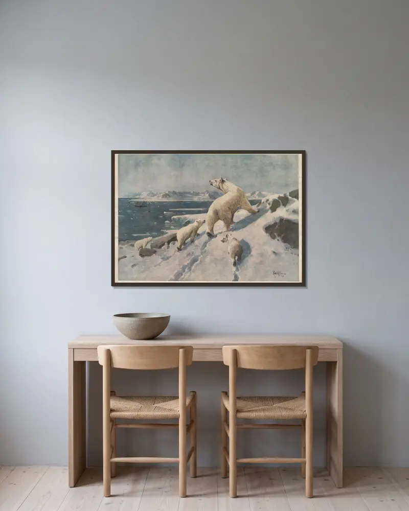 Eisbär von Karl Wagner gerahmt an einer Wand