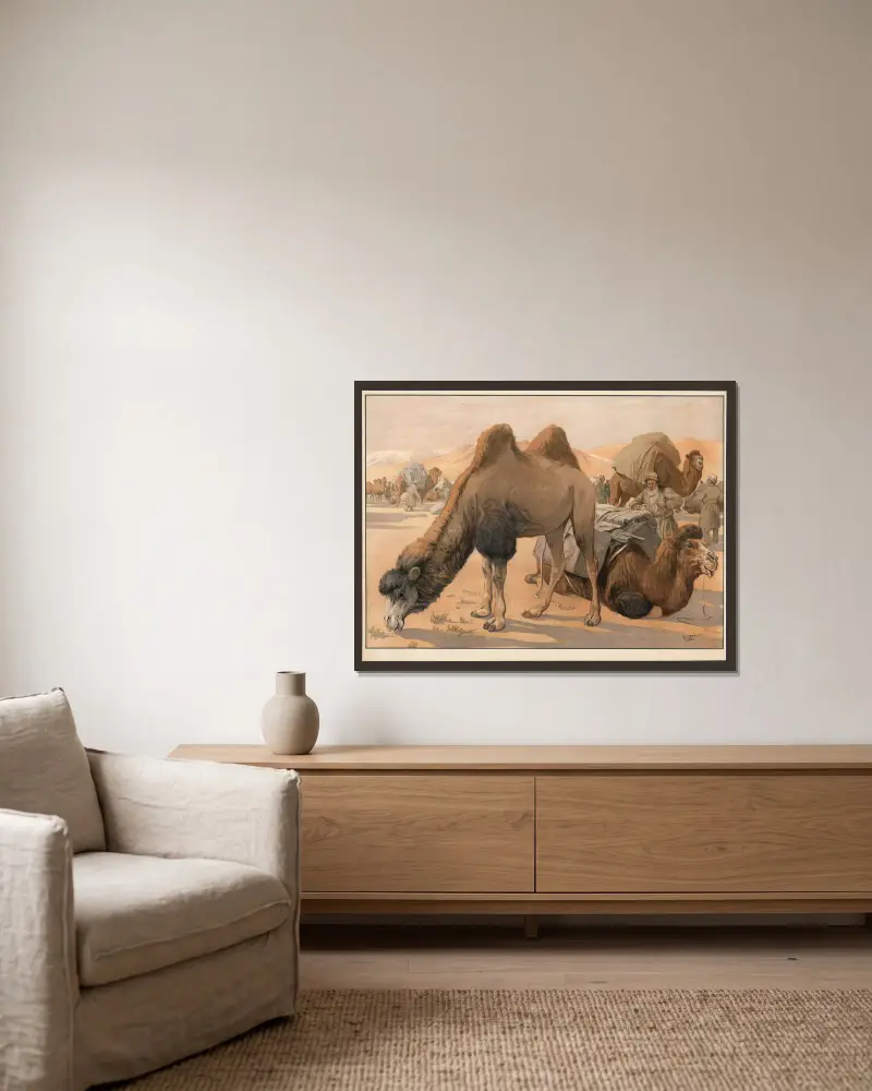 Kamel von Karl Wagner gerahmt an einer Wand