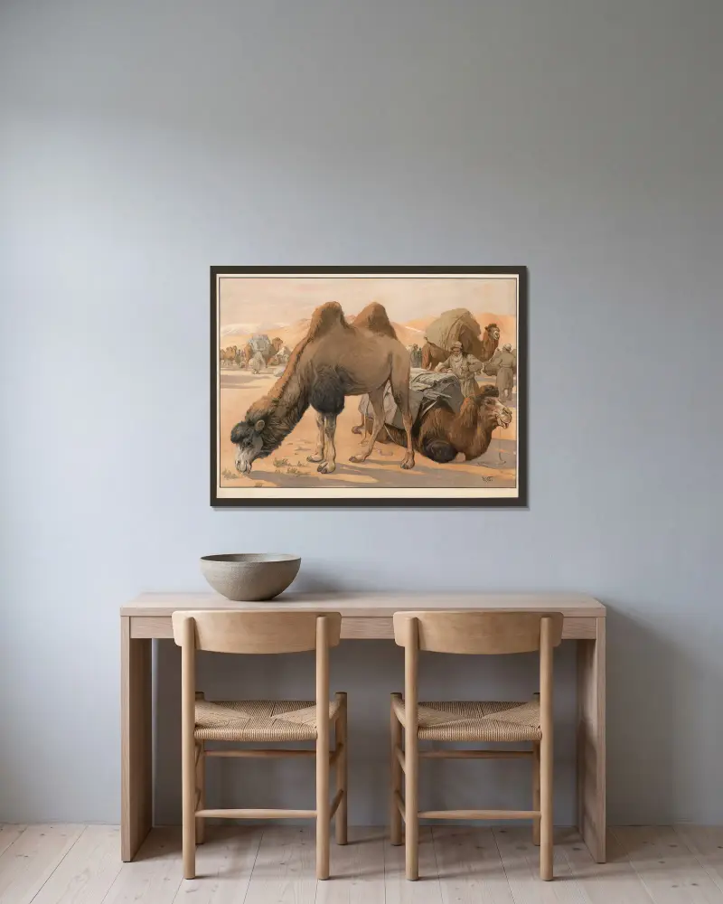Kamel von Karl Wagner gerahmt an einer Wand