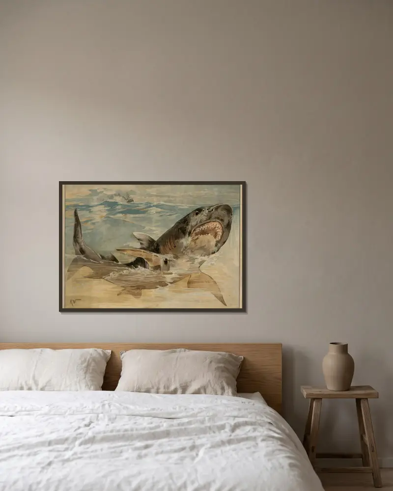 Menschenhai von Karl Wagner gerahmt an einer Wand