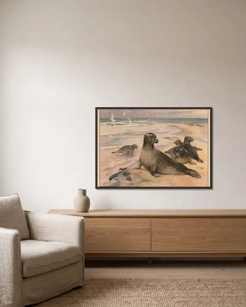 Seehund von Karl Wagner gerahmt an einer Wand